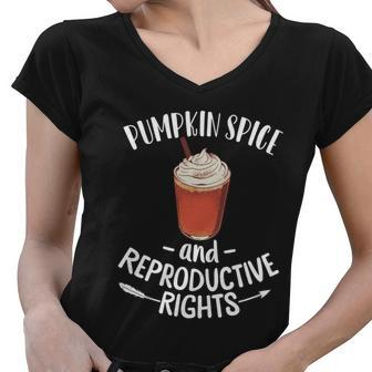 Pumpkin Spice And Reproductive Rights Pro Choice Feminist Funny Gift V2 Women V-Neck T-Shirt - Monsterry AU