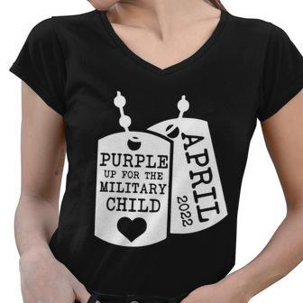 Purple Up For Military Children April 2022 Tshirt Women V-Neck T-Shirt - Monsterry AU