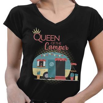 Queen Of The Camper Tshirt Women V-Neck T-Shirt - Monsterry AU