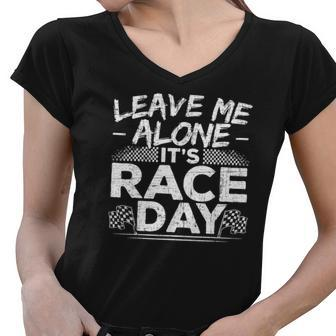 Race Day Drag Racing Gifts Dirt Track Race Car Women V-Neck T-Shirt - Thegiftio UK