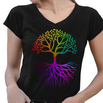 Rainbow Colorful - Tree Of Life Tshirt Women V-Neck T-Shirt - Monsterry