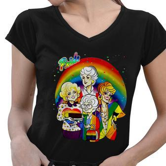 Rainbow Pride The Golden Lgbt Pride Month Girls V2 Women V-Neck T-Shirt - Monsterry