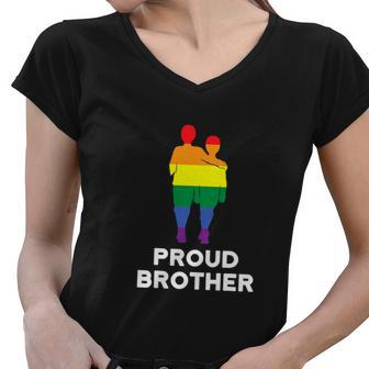 Rainbow Proud Brother Gay Pride Lgbtq Lgbt Pride Month Graphic Design Printed Casual Daily Basic Women V-Neck T-Shirt - Thegiftio UK