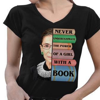 Rbg Never Underestimate Ruth Bader Ginsburg Tshirt Women V-Neck T-Shirt - Monsterry UK