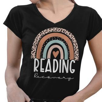 Reading Recovery Coach Teacher Reading Specialist Literacy Women V-Neck T-Shirt - Thegiftio UK
