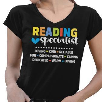 Reading Teacher Literacy Coach Cute Reading Specialist Women V-Neck T-Shirt - Thegiftio UK