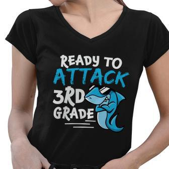 Ready To Attack 3Rd Grade Back To School First Day Of School Women V-Neck T-Shirt - Monsterry DE