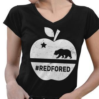 Red For Ed California Apple Tshirt Women V-Neck T-Shirt - Monsterry AU