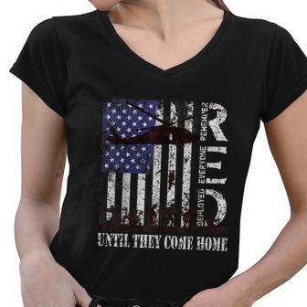 Red Friday Remember Everyone Deployed Us Flag Army Vintage Women V-Neck T-Shirt - Monsterry