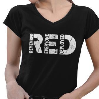 Red Friday Remember Everyone Deployed V2 Women V-Neck T-Shirt - Monsterry