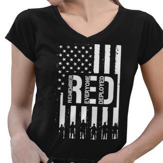 RED Remember Everyone Deployed Red Friday Flag Women V-Neck T-Shirt - Monsterry UK