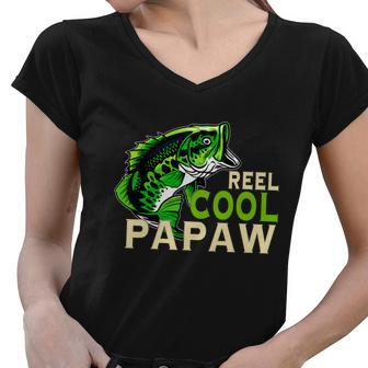Reel Cool Papaw Love Fishing Fathers Day Gift Graphic Design Printed Casual Daily Basic Women V-Neck T-Shirt - Thegiftio UK