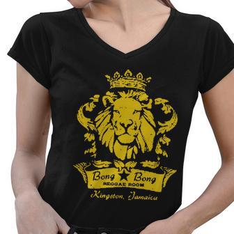 Reggae Lion Bar Tshirt Women V-Neck T-Shirt - Monsterry CA