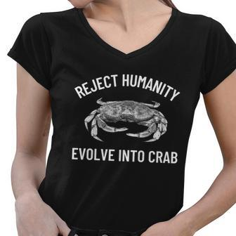Reject Humanity Evolve Into Crab Women V-Neck T-Shirt - Monsterry DE