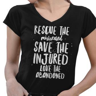 Rescue Save Love - Cute Animal Rescue Dog Cat Lovers Women V-Neck T-Shirt - Seseable