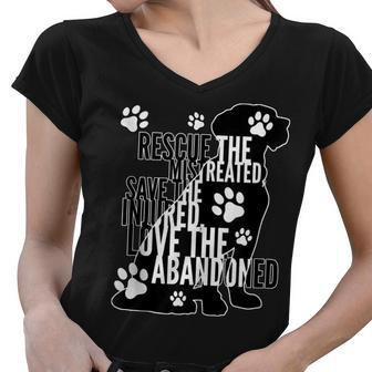 Rescue Save Love - Cute Animal Rescue Dog Cat Lovers Women V-Neck T-Shirt - Seseable