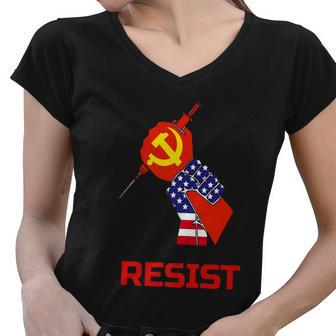 Resist Anti Vaccine Mandates And Communisum Premium Tshirt Women V-Neck T-Shirt - Monsterry AU