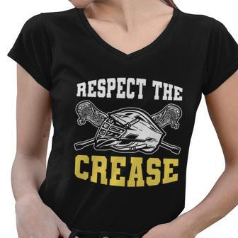 Respect The Crease Lacrosse Goalie Lacrosse Plus Size Shirts For Men And Women Women V-Neck T-Shirt - Monsterry UK