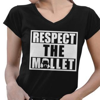 Respect The Mullet Hair Game Box Graphic Tshirt Women V-Neck T-Shirt - Monsterry