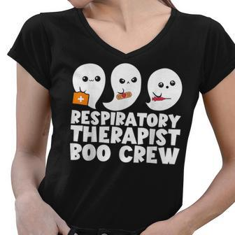 Respiratory Therapist Boo Crew Rt Halloween Ghost Women V-Neck T-Shirt - Seseable