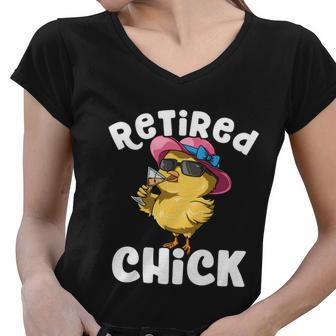 Retired Chick Funny Ladies Retired Moms Retirement Meaningful Gift Women V-Neck T-Shirt - Monsterry