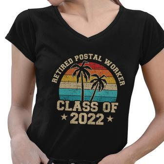 Retired Postal Worker Class Of 2022 Retirement Gift Women V-Neck T-Shirt - Monsterry UK
