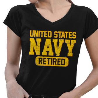 Retired United States Navy Tshirt Women V-Neck T-Shirt - Monsterry CA