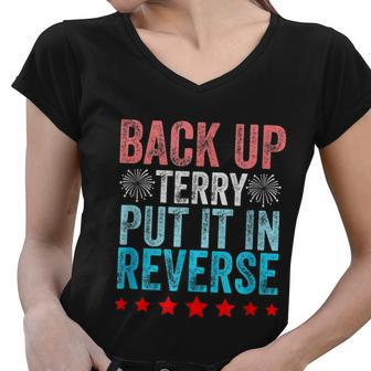 Retro Back Up Terry Put It In Reverse 4Th Of July Fireworks Women V-Neck T-Shirt - Monsterry AU