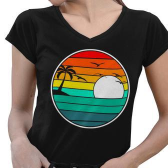 Retro Beach 80S Aesthetic Women V-Neck T-Shirt - Monsterry AU