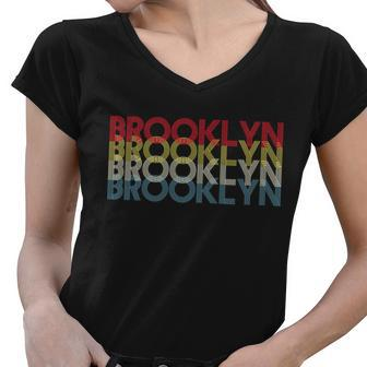 Retro Brooklyn Logo Tshirt Women V-Neck T-Shirt - Monsterry CA