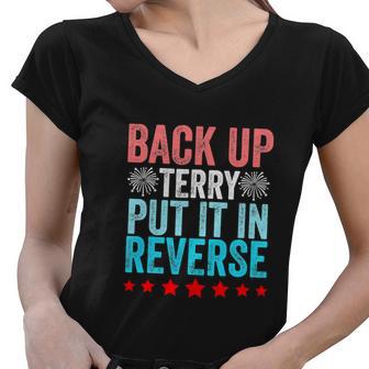 Retro Costume Back It Up Terry 4Th Of July Fireworks Funny Women V-Neck T-Shirt - Monsterry AU