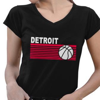 Retro Detroit Basketball Classic Logo Women V-Neck T-Shirt - Monsterry UK