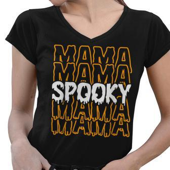 Retro Groovy Spooky Mama Faboolous Mama Halloween Costume Women V-Neck T-Shirt - Seseable