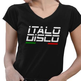Retro Italo Disco Women V-Neck T-Shirt - Monsterry