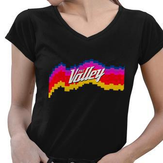 Retro Logo The Valley Phoenix Basketball Women V-Neck T-Shirt - Monsterry DE