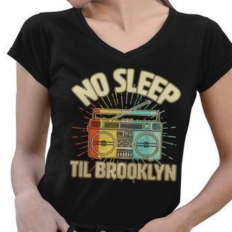 Retro No Sleep Til Brooklyn Women V-Neck T-Shirt - Monsterry CA
