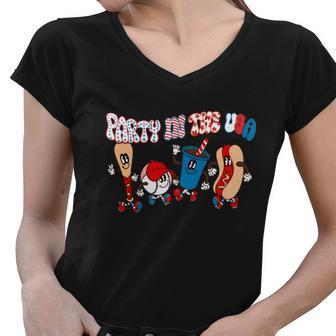 Retro Party In The Usa Gift Women V-Neck T-Shirt - Monsterry