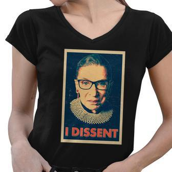 Retro Poster Ruth Bader Ginsburg I Dissent Rbg Women V-Neck T-Shirt - Monsterry AU