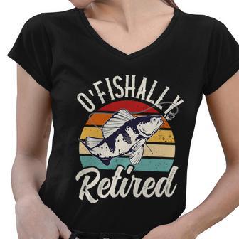 Retro Retirement Ofishally Retired Funny Fishing Women V-Neck T-Shirt - Monsterry DE