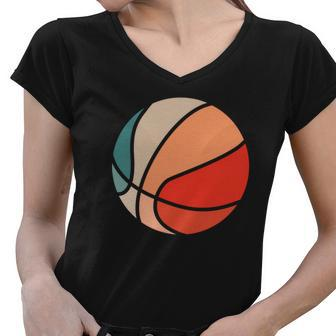 Retro Sunset Basketball Women V-Neck T-Shirt - Monsterry