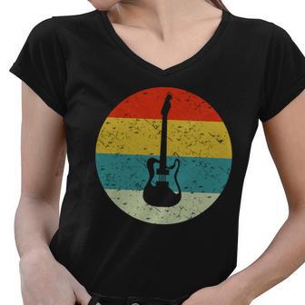 Retro Vintage Bas Guitar Women V-Neck T-Shirt - Monsterry AU