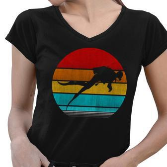 Retro Vintage Diving Scuba Women V-Neck T-Shirt - Monsterry CA