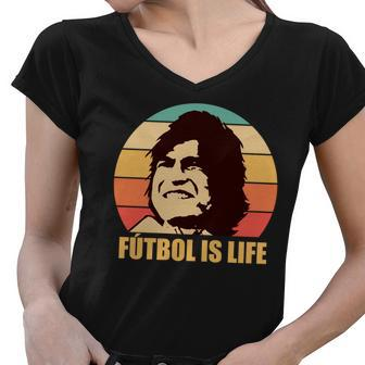 Retro Vintage Futbol Is Life Tshirt Women V-Neck T-Shirt - Monsterry AU