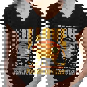 Retro Vintage I Love Peeing Outside Funny Hiking Camping Graphic Design Printed Casual Daily Basic Women V-Neck T-Shirt - Thegiftio