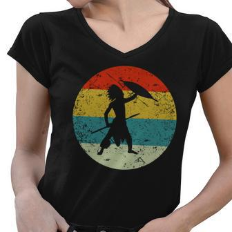 Retro Vintage Indian Warrior Women V-Neck T-Shirt - Monsterry AU