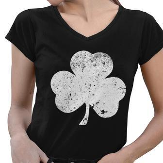 Retro Vintage Irish Distressed Shamrock St Patricks Day Tshirt Women V-Neck T-Shirt - Monsterry