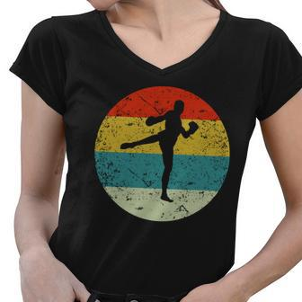Retro Vintage Kickboxing Women V-Neck T-Shirt - Monsterry CA
