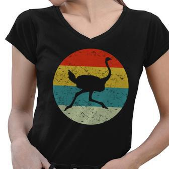 Retro Vintage Ostrich V2 Women V-Neck T-Shirt - Monsterry CA