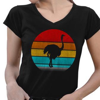 Retro Vintage Ostrich V3 Women V-Neck T-Shirt - Monsterry