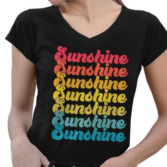 Retro Vintage Sunshine Sun Text Tshirt Women V-Neck T-Shirt - Monsterry CA
